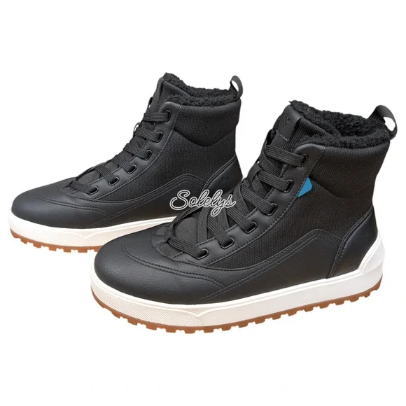 Vessi Alta Womens 9 High Top Asphalt Black White Waterproof DymaTex Sneaker Boot - Picture 4 of 8